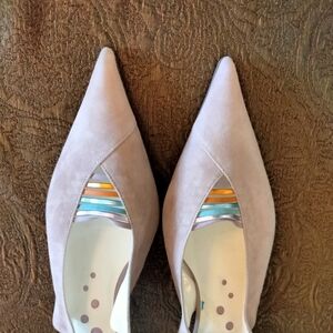 New! Made In Italy Luisa D' Orio Lavender Suede Kitten Heels